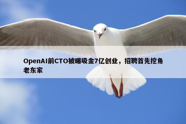 OpenAI前CTO被曝吸金7亿创业，招聘首先挖角老东家